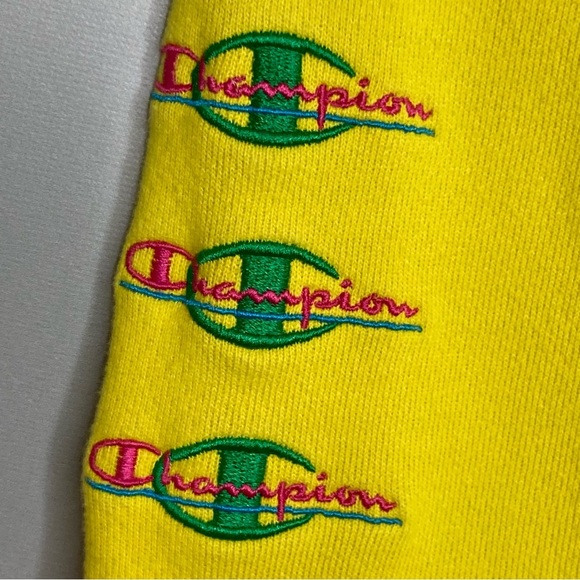 Vintage Champion Embroidered Pullover Sweatshirt-Yellow-Unisex S-Vtg-80s-90s-Y2K - Picture 7 of 10